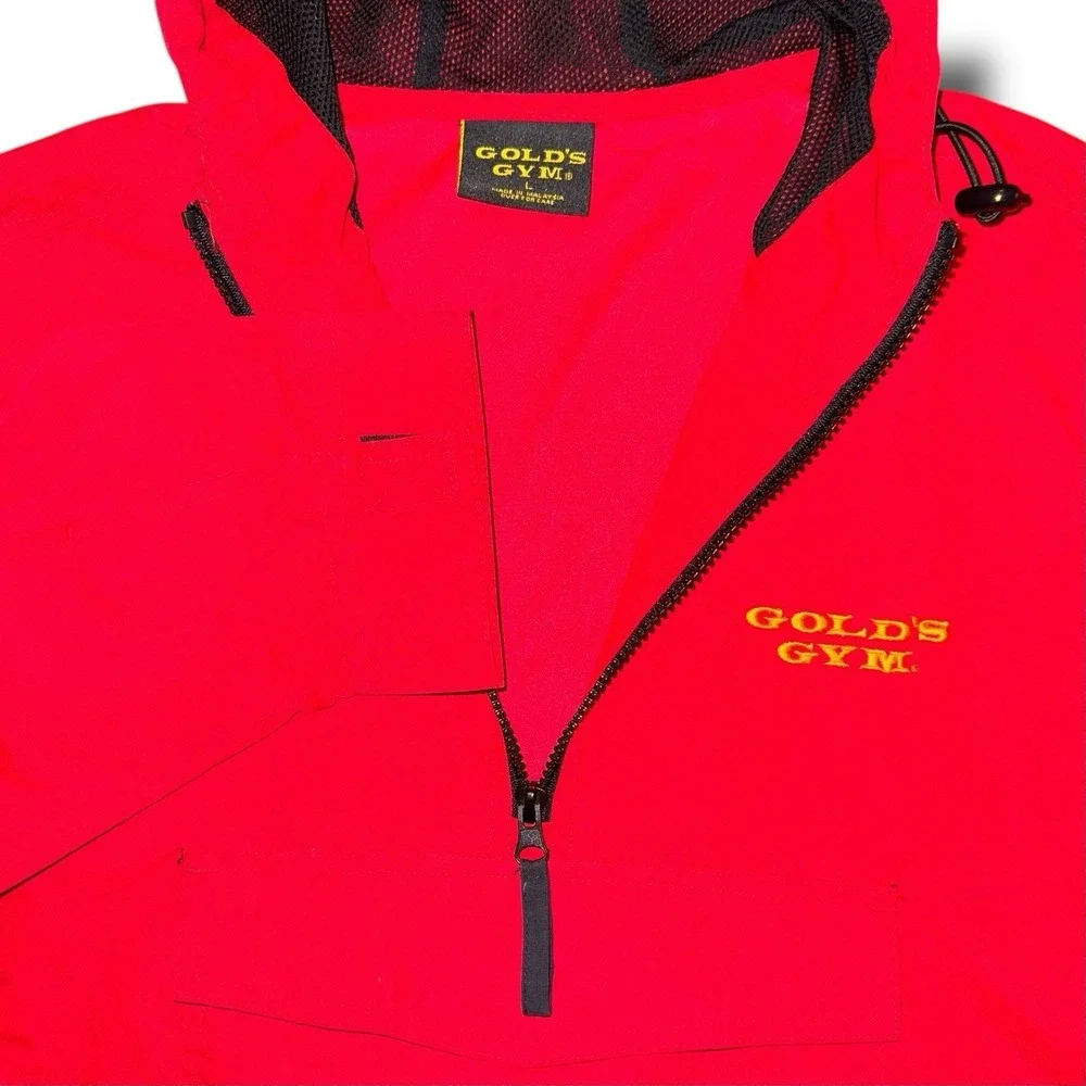Vintage GOLDS GYM Windbreaker Men‎ Large 90s Anorak Jacket Pullover Hoodie